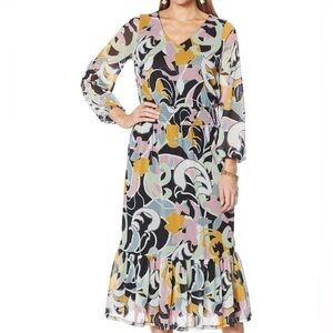 G by Giuliana Printed Mesh Tiered Midi Dress